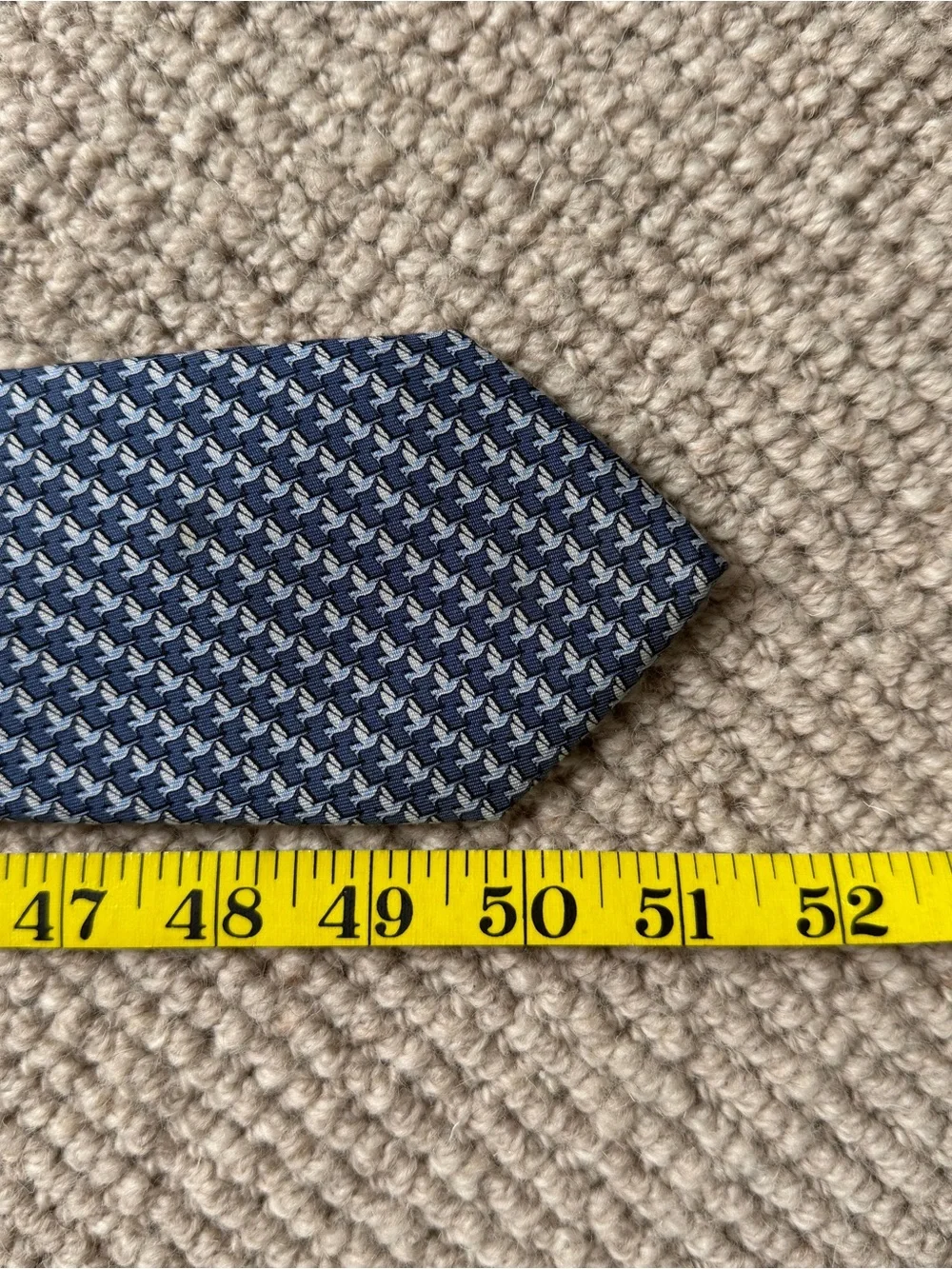 Vineyard Vines Blue Tie with Light Blue Hummingbird Pattern